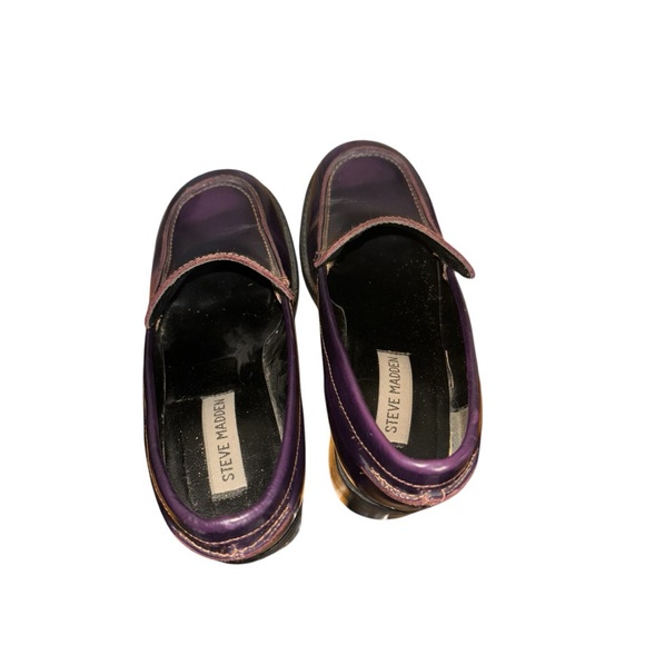 Vintage 90s Steve Madden Platform shoes Purple Leather Chuncky heel Size 9.5 - Picture 5 of 6